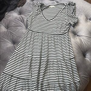 Striped Black and White Kids Dress